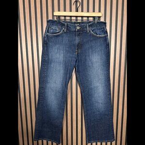 Lucky Brand Jeans 34 Womens Blue Relaxed Bootcut Long Inseam Denim Dark Wash y2k